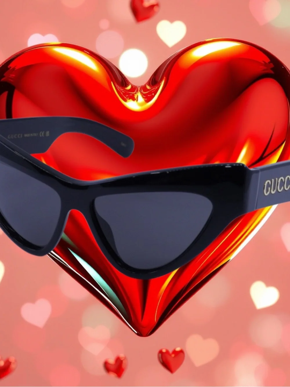 Gucci Black Cat-Eye Sunglasses with Dark Lenses